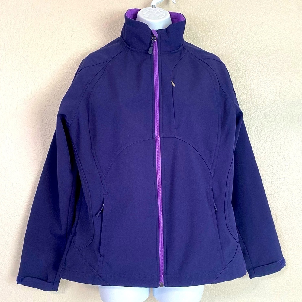 Double Diamond Purple Zip Up Soft Shell Water Resistant Jacket Size L